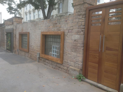 Bespoke Iroko Doors and Windows for Alchemilla Restaurant Nottingham